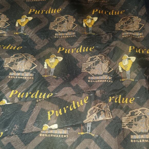 Vintage Perdue Boilermakers Size L 100% Silk Suit Vest Train Pete Mascot Brown - Picture 2 of 6